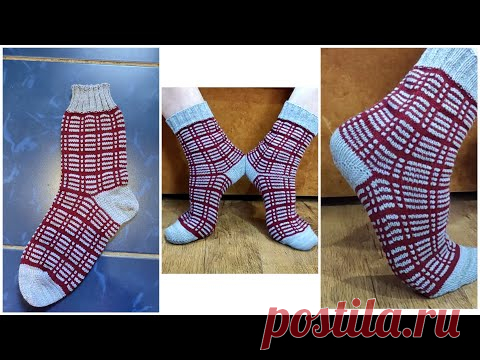 Носки от мыска. Однофонтурные носки при помощи двухфонтурного сменщика цвета.