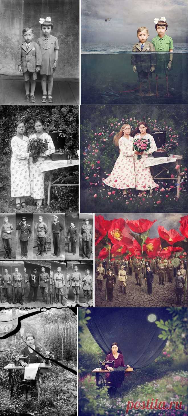 Художница превращает старинные фотографии в крышесносящие иллюстрации