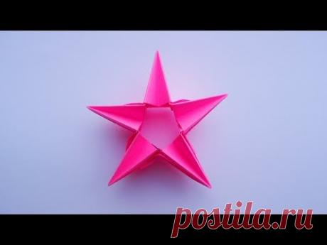 Новогодняя оригами звезда на ёлку из бумаги