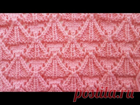 Интересный и оригинальный узор спицами Ажурные ромбы. Подробный мастер-класс.