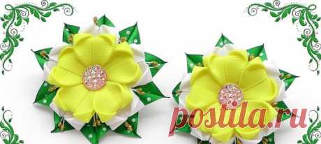 Резинки канзаши МК DIY Kanzashi Tutorial МойМК