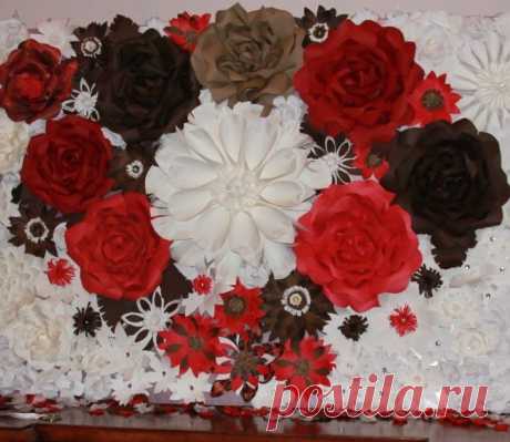 4X6 Giant Paper Flower Backdrop Brown Red by FantasyinFlorals