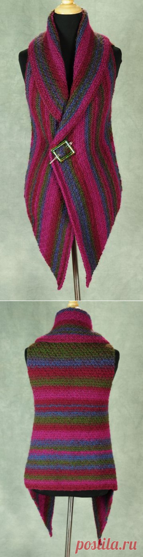 ​Вязаный жилет спицами. Просто и красиво.