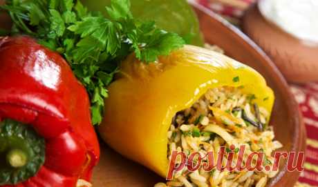 Перец фаршированный овощами и рисом - Блюда из овощей