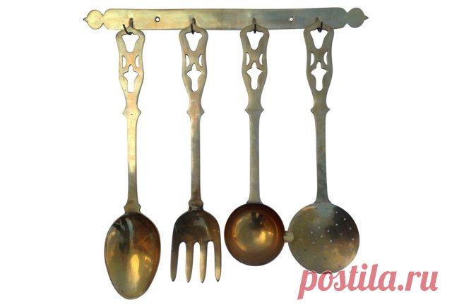 Brass Kitchen Utensils w/ Rack | One Kings Lane