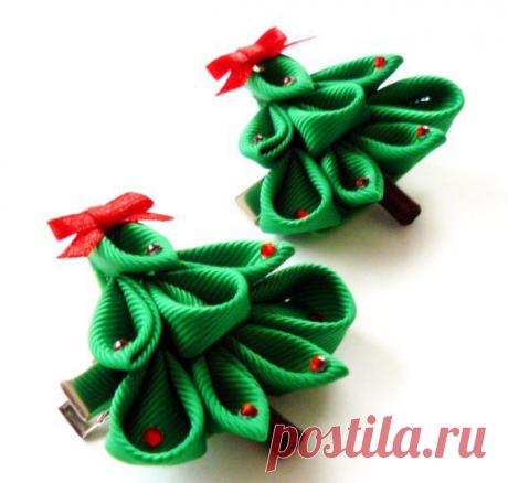 Оригинальные новогодние украшения в стиле эко - из репсовых лент