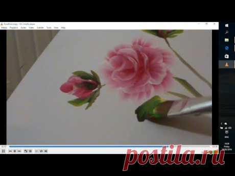 Легко рисуем розы акрилом.Roses in acrylic, one stroke technique.