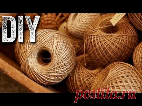 🔊7 ИДЕИ поделок ИЗ ДЖУТА (джутового каната, ленты) своими руками. Jute craft ideas easy.👍