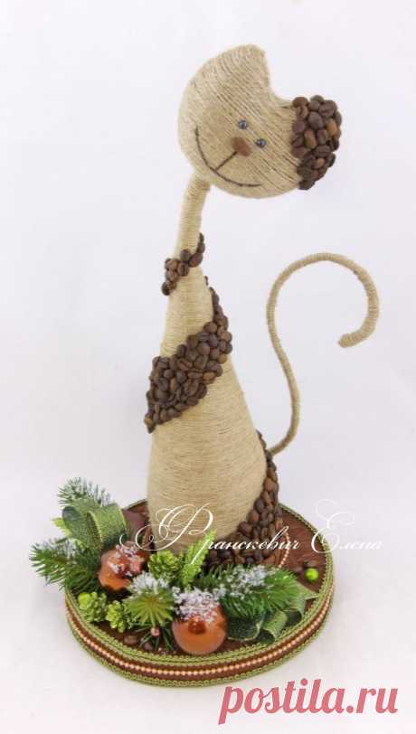 Кофейная котофейка, высота работы 40см