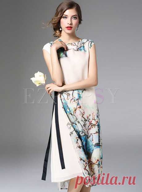 Dresses | Shift Dresses | Loose Elegant Floral Print Side Slit Shift Dress