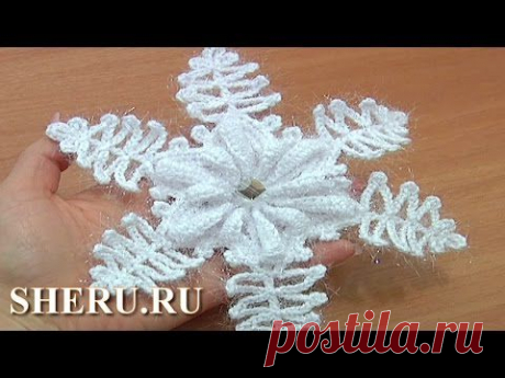 Вязаная снежинка крючком Урок 9 часть 1 из 2 Вяжем крючком