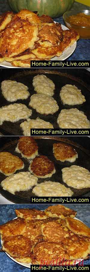 Кулинарные рецепты Оладьи из тыквы - пошаговый фоторецепт - тыквенные оладьи на завтрак
