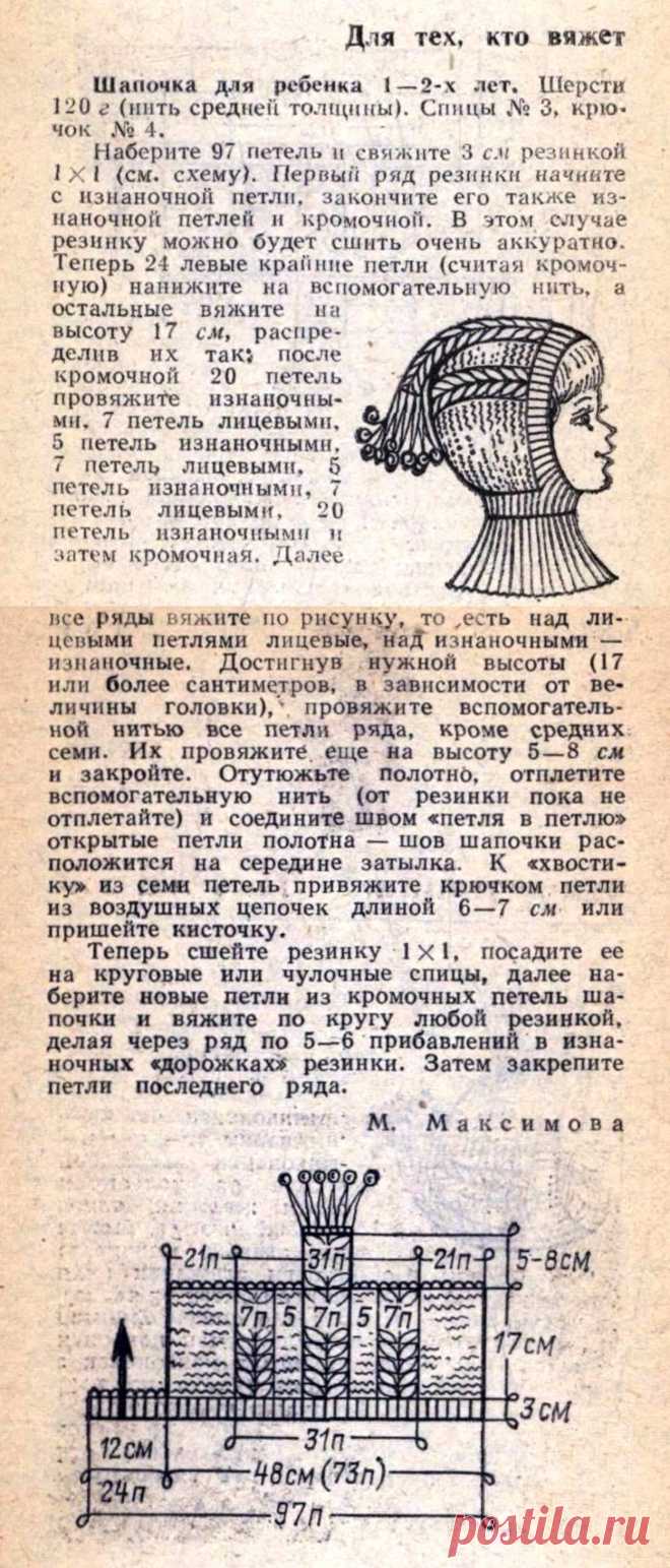 Шапочка для ребенка 1-2 лет