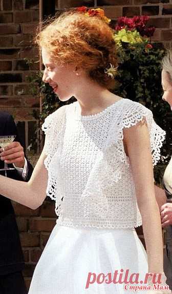 Белый топ с вертикальными воланами - Все в ажуре... (вязание крючком) - Страна Мам
