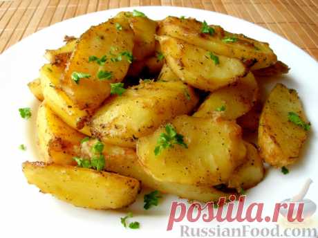 Рецепт: Румяная картошечка в соевом соусе, запечённая в духовке на RussianFood.com