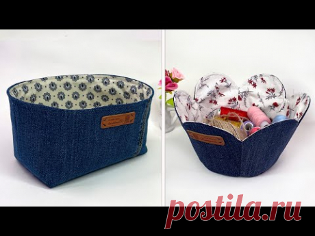 For home storage // How to sew a textile basket