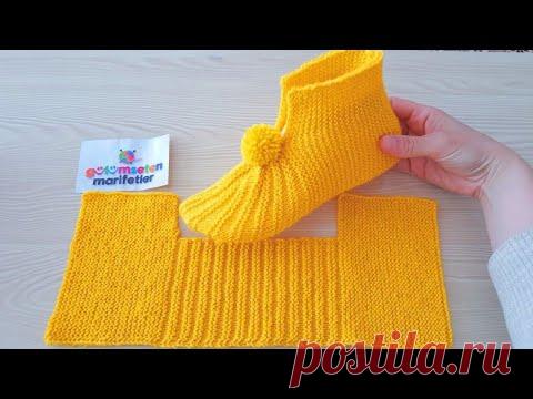 Karpuz bot patik yapımı / En kolay karpuz patik yapımı / Bayan patik modelleri / İki şiş Örgü patik