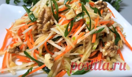 Вкусный витаминный салат с черной редькой "Народный лекарь" - Рецепты салатов