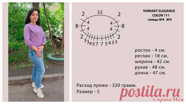 Фиолетовый маленький хлопковый кардиган - Вязание - Страна Мам