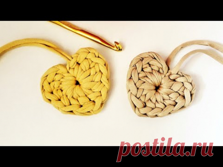 Coração de Crochê Com Fio de Malha - Tutorial de Crochê - Crochet Heart - Crochet Tutorial