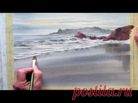 painting wet sand in watercolor - YouTube