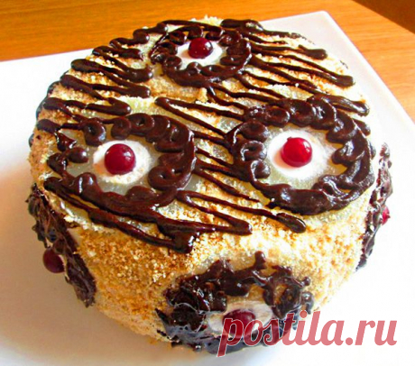 Торт с ананасами без выпечки