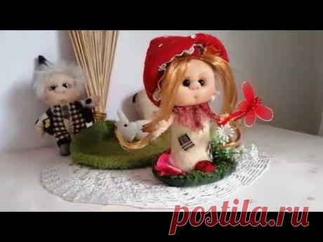 Шапочка для куклы Грибочек.Головные уборы для кукол и игрушек