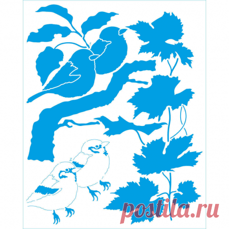 Plantilla rectangular – Casal de Passarinhos No Galho | litoarte