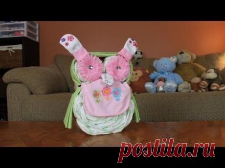 Сова из памперсов Owl Diaper Cake (How To Make) - YouTube