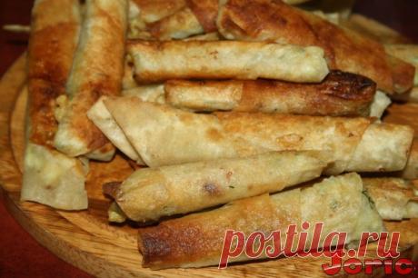 "Сигары" с сыром и зеленью рецепт с фото
