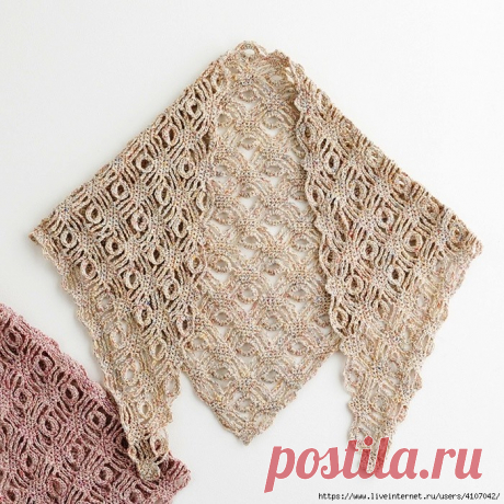 АЖУРНАЯ ШАЛЬ УЗОРОМ "ГЛАЗ ДРАКОНА". КРЮЧОК