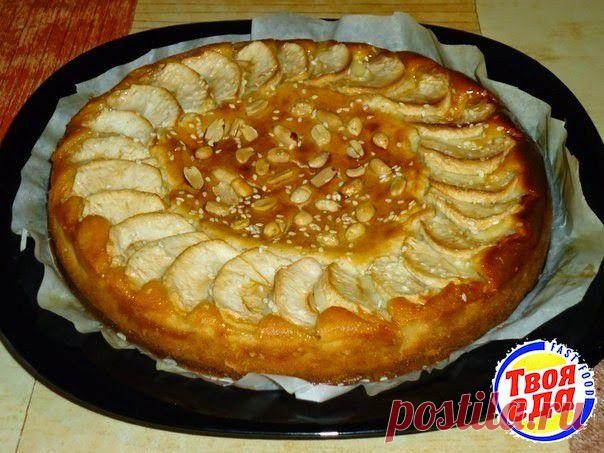 Творожная шарлотка с яблоками