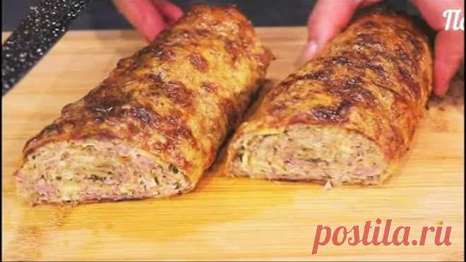 Рулет из лаваша с мясной начинкой в духовке #5