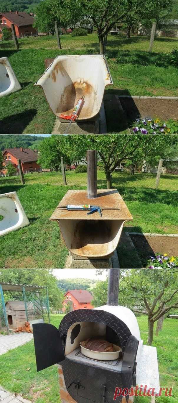 Печь из старой ванны.