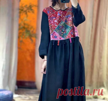 Loose fitting linen Dresses Women long Dresses Long sleeve | Etsy 【Fabric】  linen 【Color】 purple, black, orange 【Size】 Shoulder width 42cm/ 16 Bust 110cm / 42 Clothing length 116cm / 45  Washing & Care instructions: -Hand wash or gently machine washable do not tumble dry -Gentle wash cycle (40°C) -If you feel like ironing (although should not be necessary) , do it