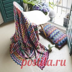 Подушка и плед с узором «Зигзаг» (Вязание спицами) — Журнал Вдохновение Рукодельницы