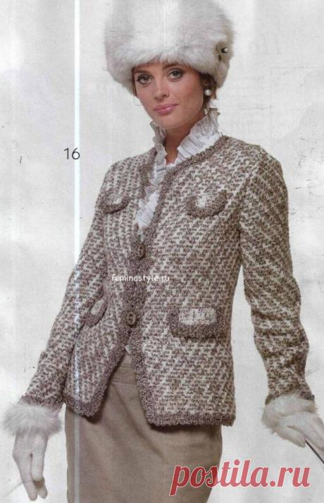 Элегантный жакет в стиле Chanel | Вязание крючком и спицами