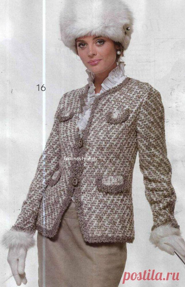 Элегантный жакет в стиле Chanel | Вязание крючком и спицами