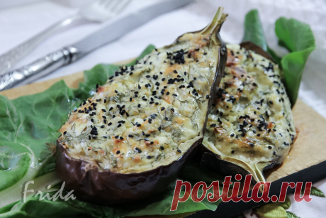 Баклажаны с творогом и укропом запеченые