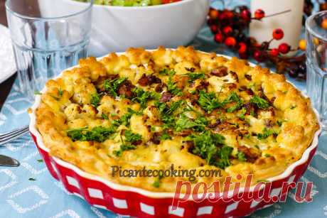 Пиріг з цвітною капустою та беконом | Picantecooking