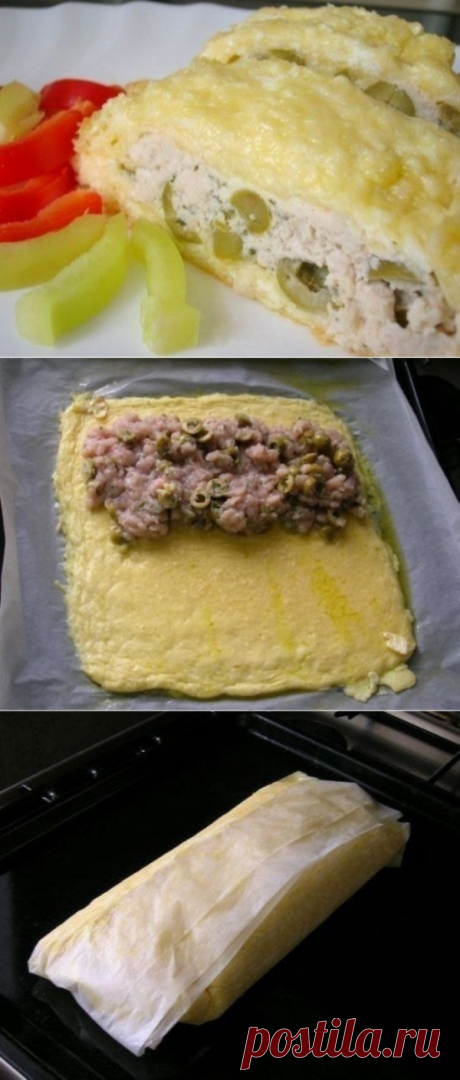 Рулет из сыра и курицы
