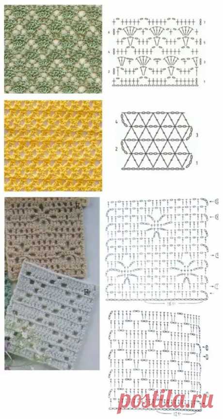 Большая подборка узоров для вязания крючком | Домашние хлопоты | Яндекс Дзен