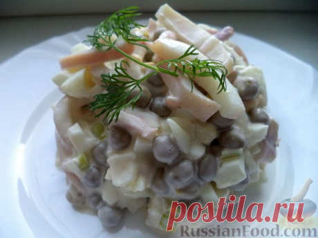 Рецепт: Салат с кальмарами и зеленым горошком на RussianFood.com