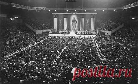 20тыс. американских нацистов на съезде в Медисон-сквер-гарден 1939г