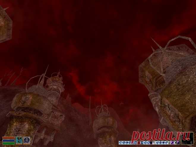 Небо над Дагот Уром (Dagoth Ur), местным Мордором, откуда, подпитываемые энергией Сердца Лорхана, пепельные монстры расползаются по Вварденфеллу.