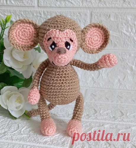 Бесплатный мастер-класс по вязанию Обезьянка крючком. Автор описания - Наталья Ларина. 🧶Схемы вязания игрушек IRINELY.ART🧵