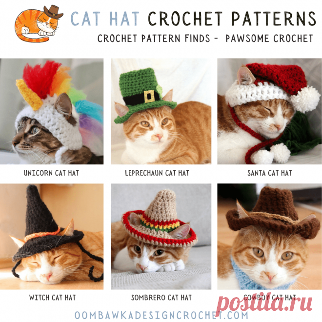 Cat Hat Crochet Patterns Have you seen these adorable crochet hats for pets? I stumbled across these amazing cat hat crochet patterns on (you guessed it) Pinterest. #cathat #crochethat #petcrochet #pawsomecrochet