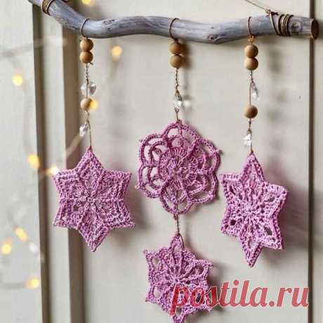 Очаровательные снежинки, вяжем крючком