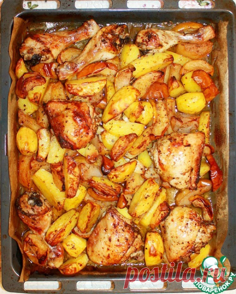 Запечённые окорочка с картофелем и яблоками – кулинарный рецепт