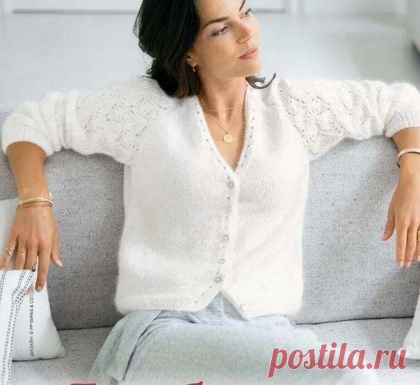 Пост на стене 🌤 Кардиган с ажурными рукавами.🧶 Описание, схема (листаем картинки).